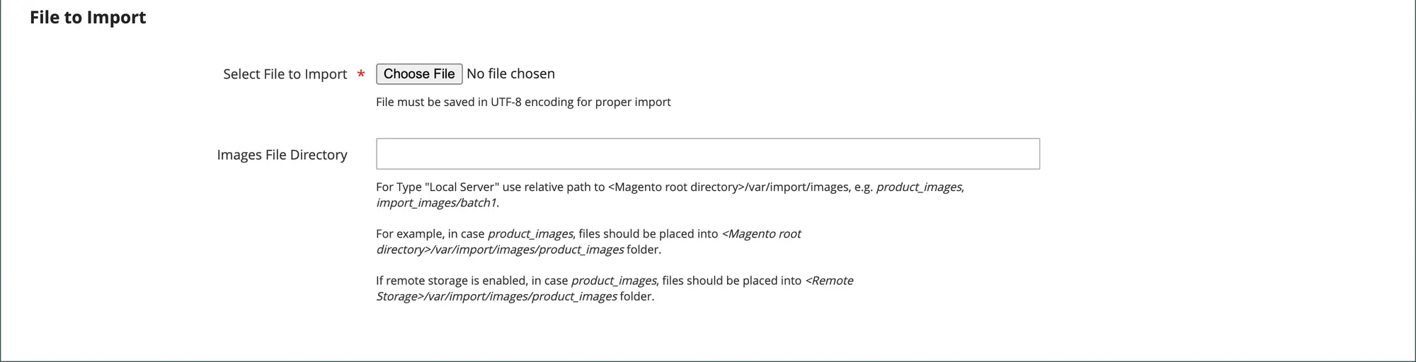 Data import images file directory