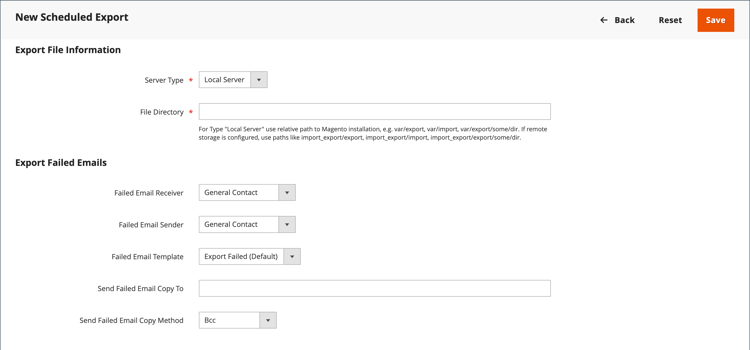 Scheduled export file information