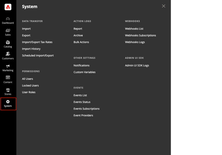 System menu