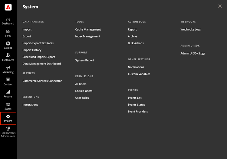 System menu