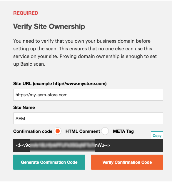 Generate Confirmation Code