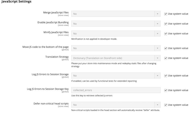 Advanced configuration - JavaScript settings
