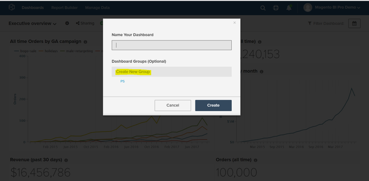 create dashboard group