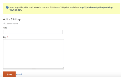 Add public key form with key text field and Submit button