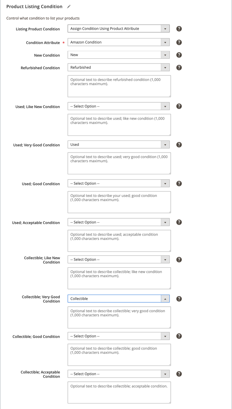 Product listing condition