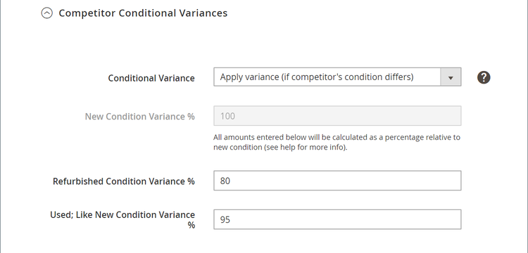 Intelligent repricing rule - competitor conditional variances