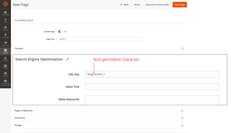 URL Key parameter for SEO settings