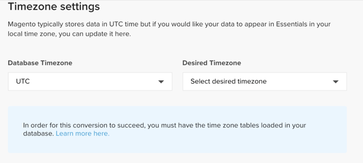 Timezone settings