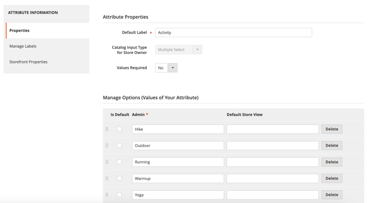 Sort attributes