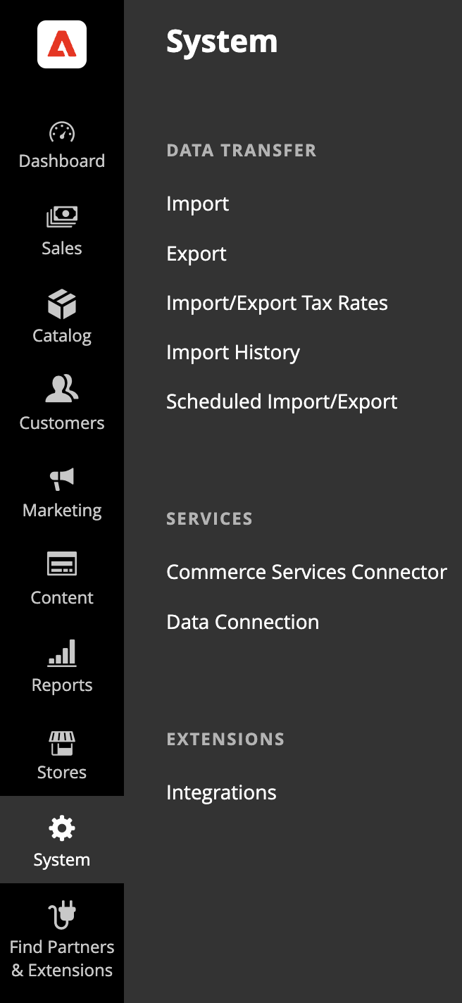 Data Connection extension Admin view