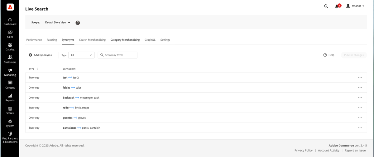 Add Synonyms | Adobe Commerce