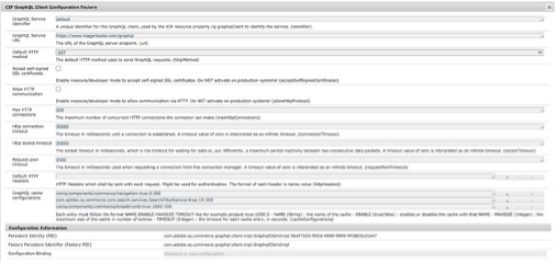 Screenshot of Commerce integration framework configuration settings