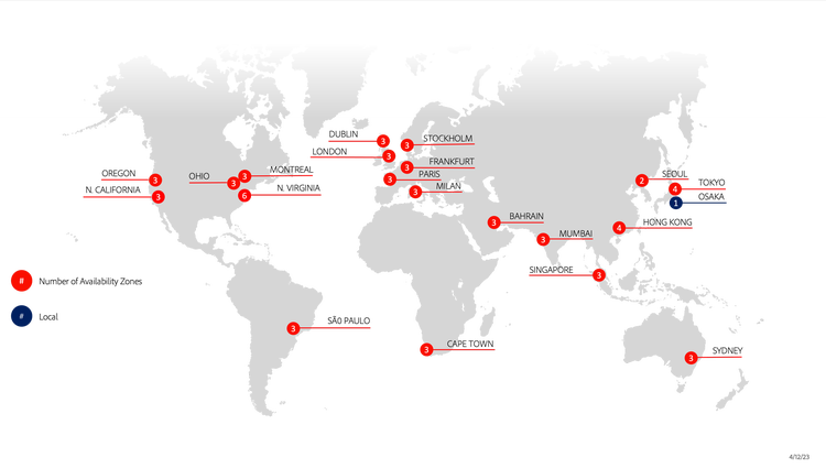 Diagram showing AWS regions