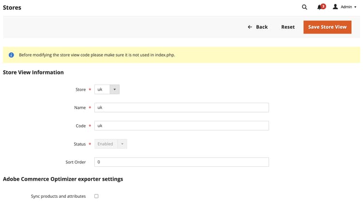 Update data sync configuration