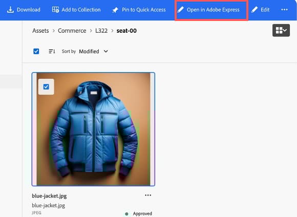 open in adobe express