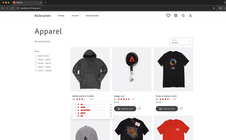 Modal displaying detailed rating distribution with star-level breakdown bars