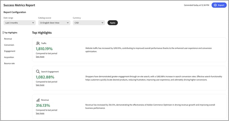 Success metrics report