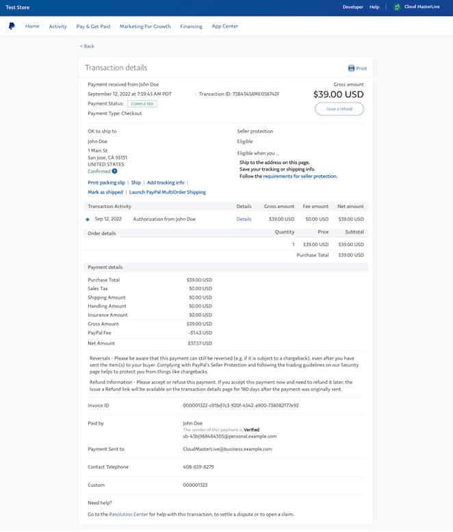 customid in merchant activity detail