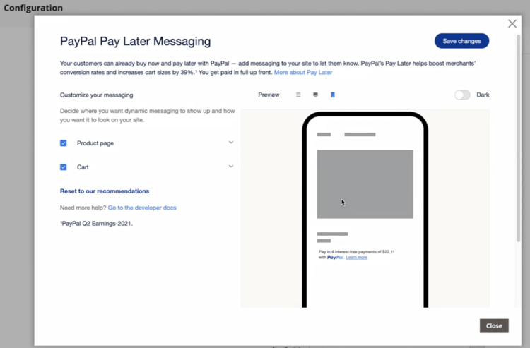 Pay Later Messaging