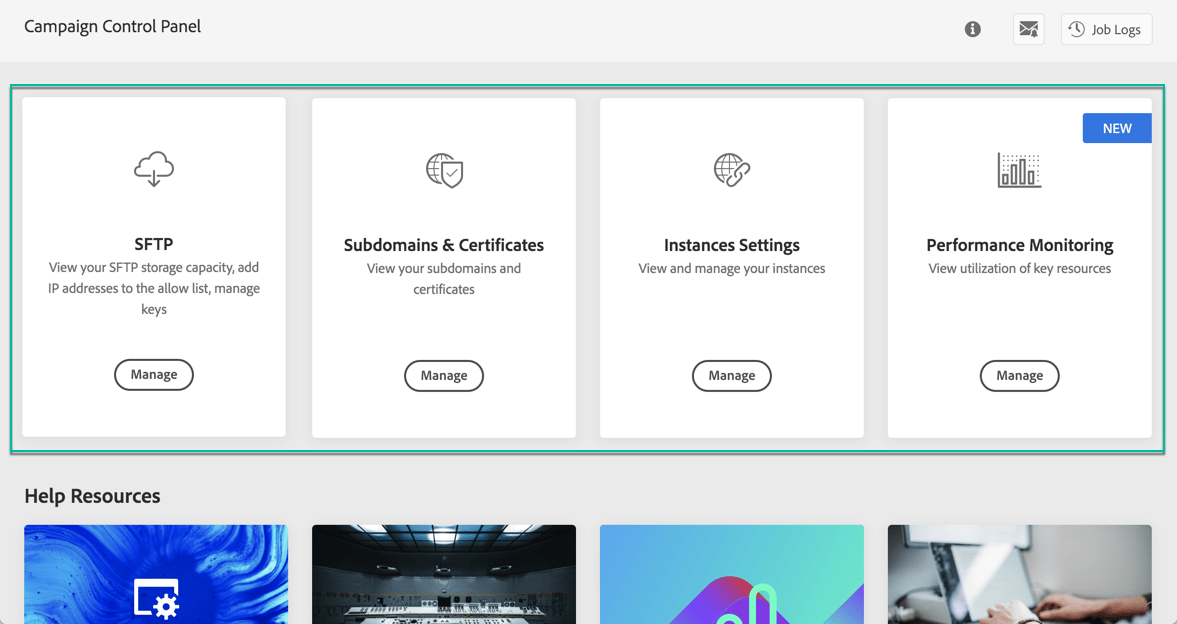 Discovering Control Panel interface | Adobe Campaign