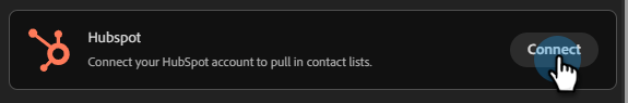 HubSpot tile with the Connect button highlighted