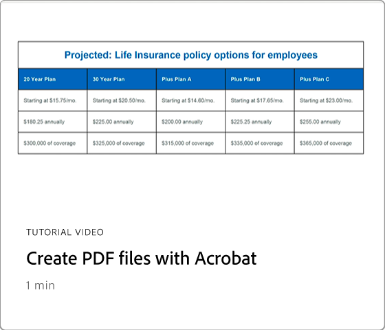 Create PDFs from Acrobat