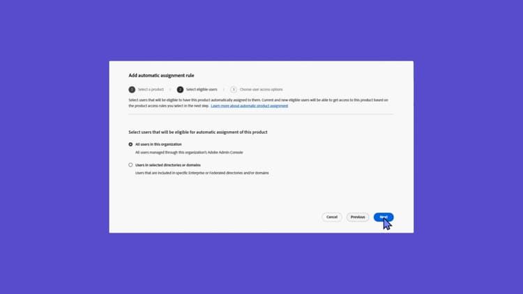 Enable automatic user assignment rules