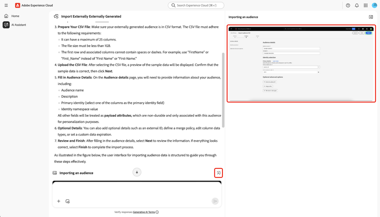 The split-view mode on AI Assistant.