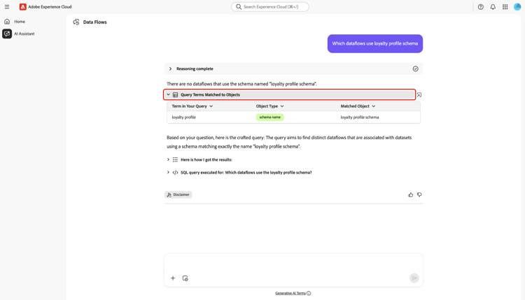 The query terms matched with your response.