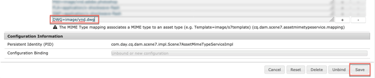 Example mime type addition