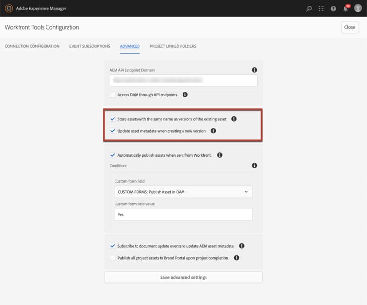 configure asset versioning