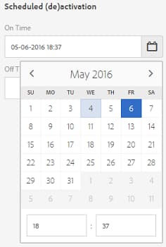 Set On time for assets to make assets available for a fixed period of time between on and off time