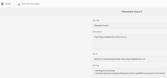 Details of a metadata import task