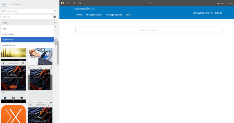 Selecting adaptive form under Assets
