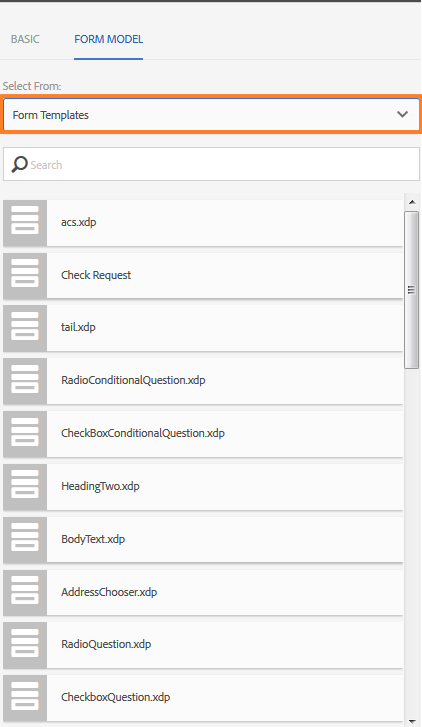 Creating an adaptive form using form template as model