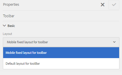 A list of Toolbar Layouts in adaptive forms to control layout of buttons