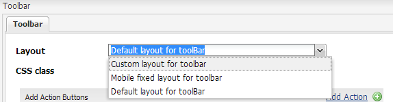 List of available toolbar layouts