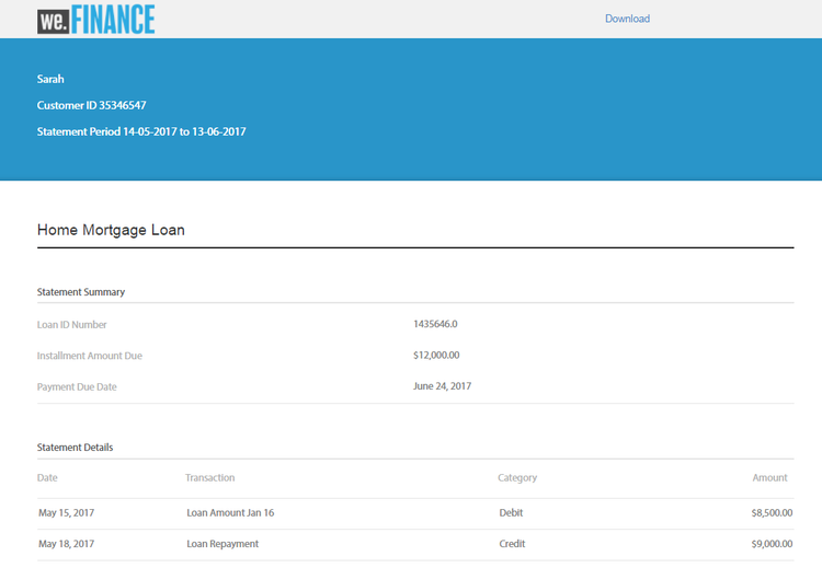 Mortgage account statement