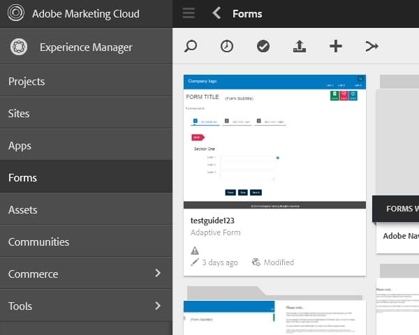 AEM Forms user interface