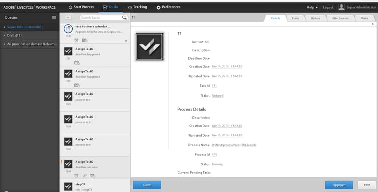 A look at the HTML Workspace To-do tab showing default configuration