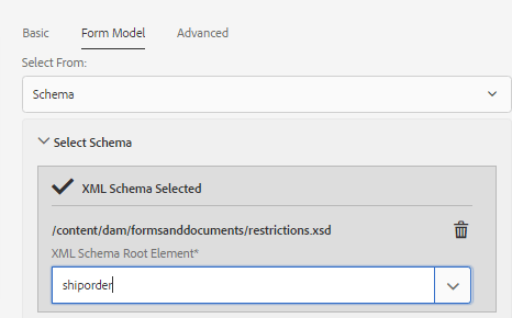 Selecting XSD root element