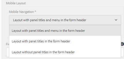 List of Mobile Layouts in adaptive forms