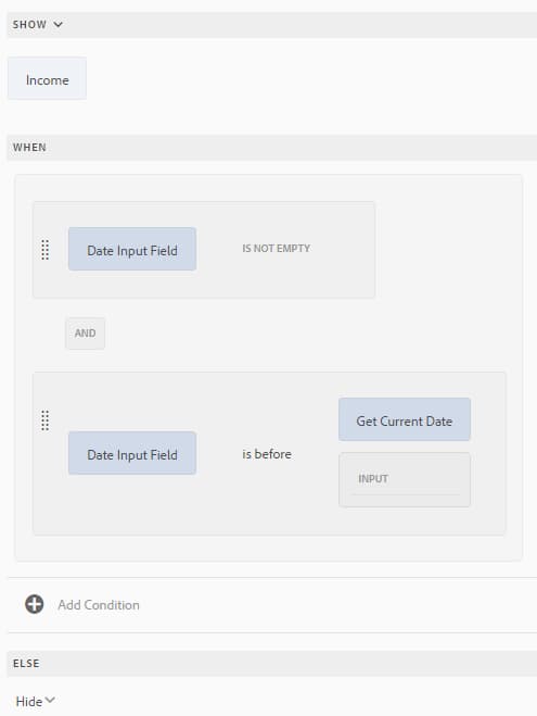 Date expression condition