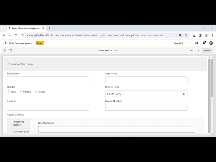 using multiple fragment in adaptive form