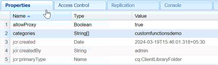 Custom Library node properties