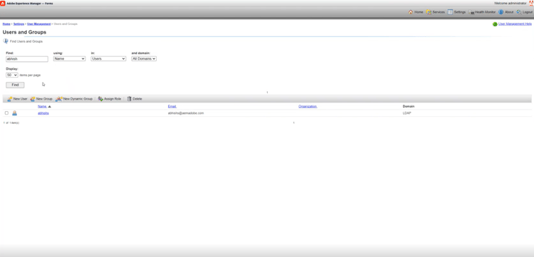 Search user group