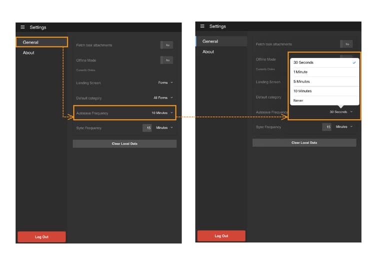 Setting autosave frequency