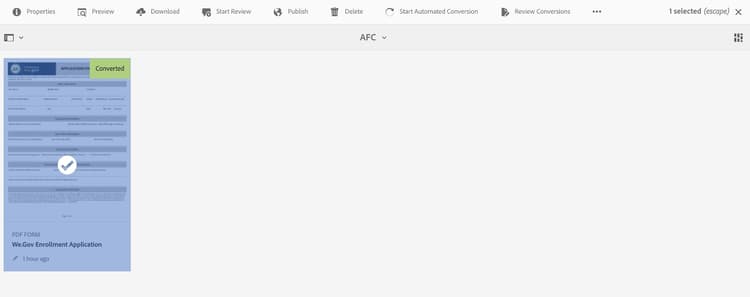 Converted adaptive form