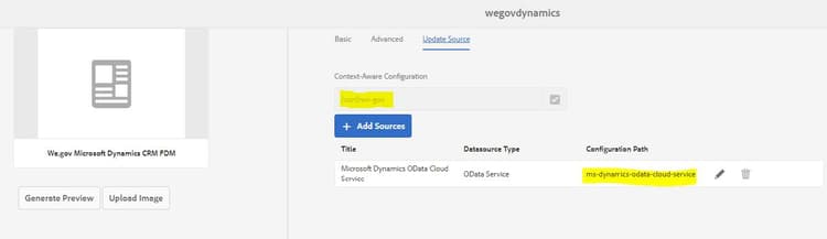 Configured data source
