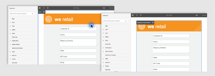 Responsive panel container
